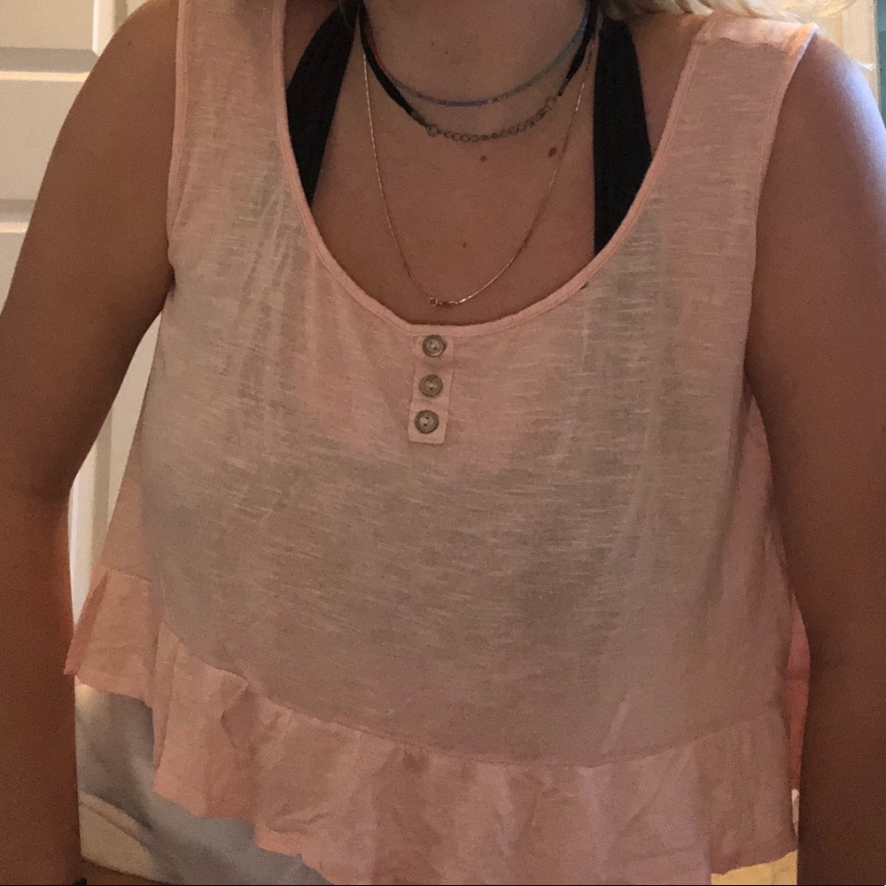 E&M pink see through tank top